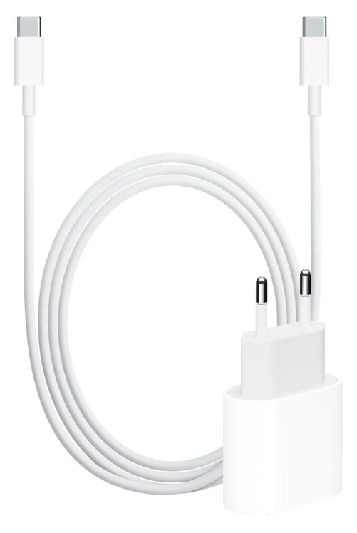 Lader 230V Apple 20W + usbC - C 1m Braided wit (PD 2.0)