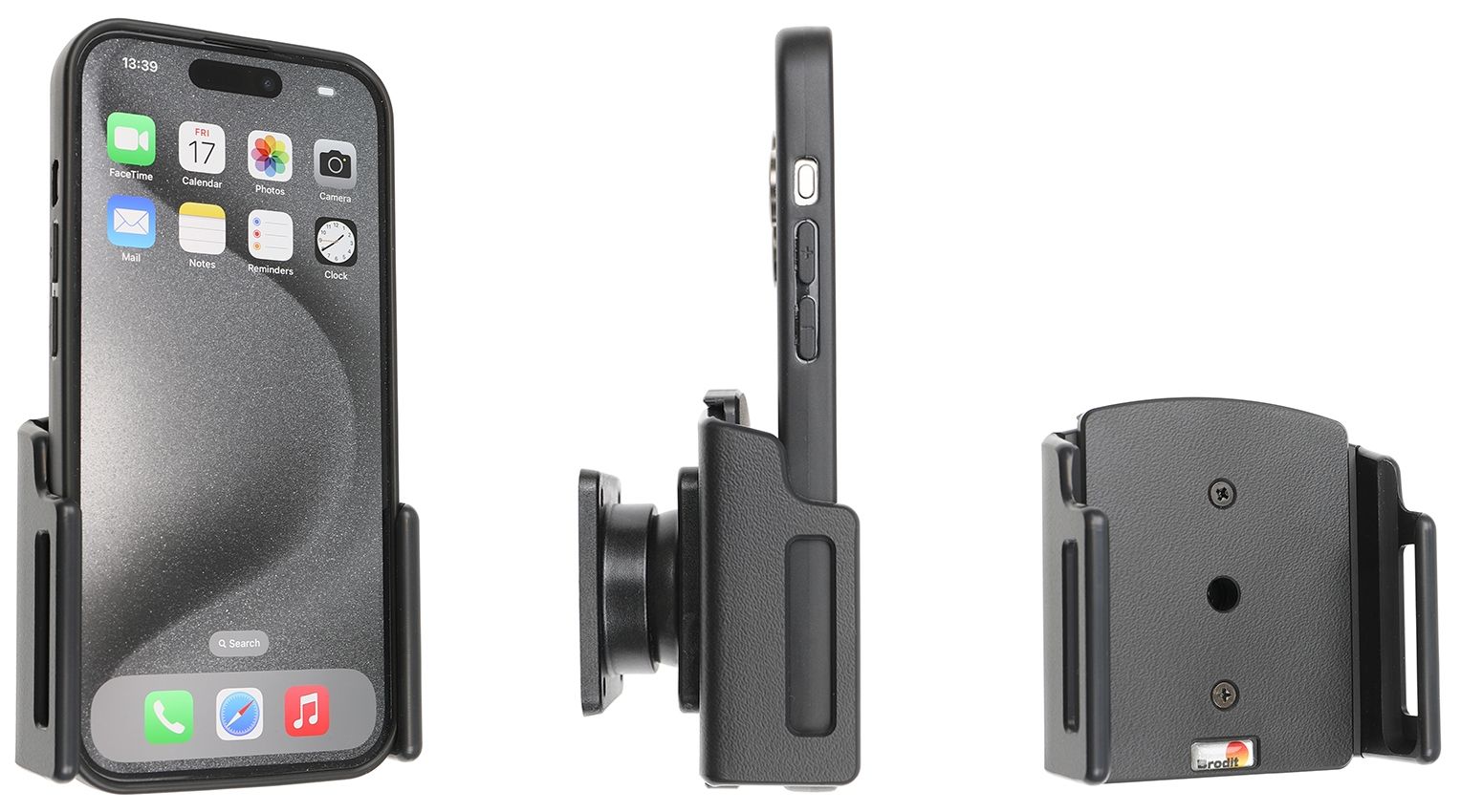 Brodit houder Apple iPhone 15/16Pro (verstelb.) 70-83/8-12mm