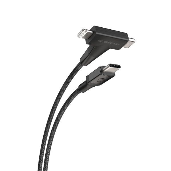 Datakabel usbC - usbC + Lightning 2in1 StrikeLine™ 1.2m zw.