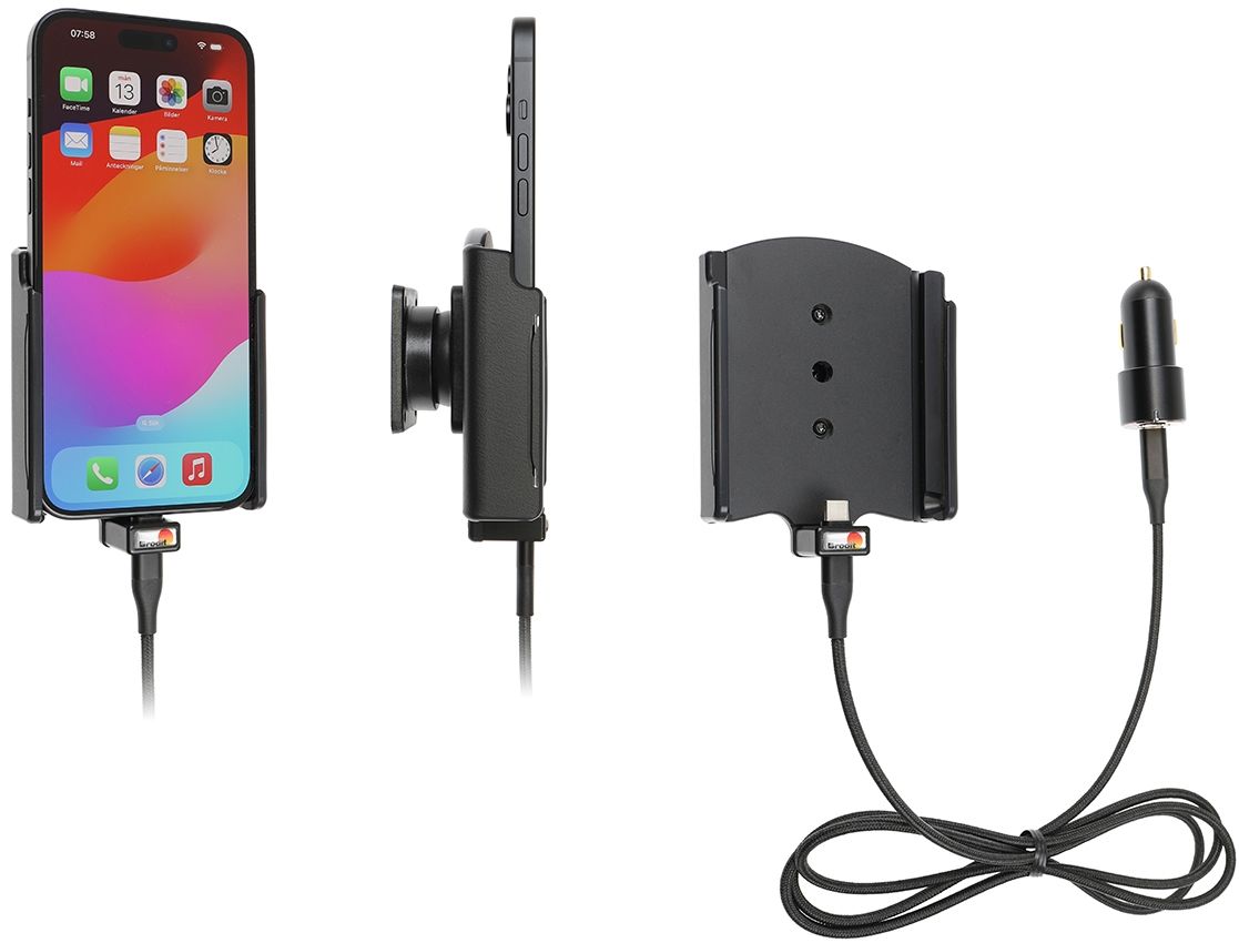 Brodit houder/lader Apple iPhone 15 Plus USB sig.plug