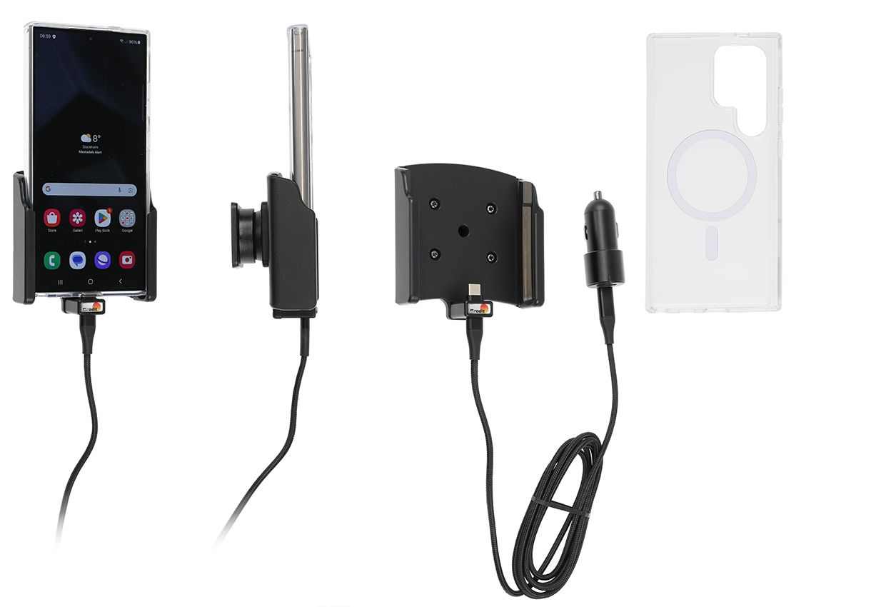 Brodit houder/lader Samsung S24 Ultra USB sig.plug-with case